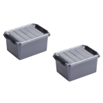 2x Stuks Kunststof Stapelbare Opbergbakken 2 Liter 20 X 15 X 10 Cm - Opbergbox - Grijs