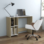 Vidaxl Bureau 102,5x35x75 Cm Spaanplaat Wit En Sonoma Eikenkleurig