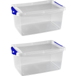 2x Stuks Kunststof Stapelbare Opbergbakken 4 Liter 29 X 19 X 13 Cm - Opbergbox - Blauw