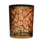 Bellatio Design Theelichthouders/waxinelichthouders Giraffe Print Glas Goud 12.5 X 10 Cm - Waxinelichtjeshouders