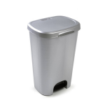 Forte Plastics 1x Zilveren Afvalemmers/vuilnisemmers 50 Liter Met Deksel En Pedaal - Prullenbakken - Silver