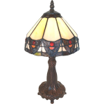 Clayre & Eef Lumilamp Tiffany Tafellamp Ø 20*34 Cm Kunststof Glas Tiffany Bureaulamp Tiffany Lampen Glas In Lood - Beige