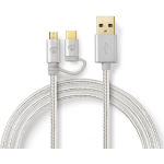 Nedis 2-in-1-kabel - Aluminium - 2.00 M