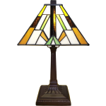 Clayre & Eef Lumilamp Tiffany Tafellamp 20*20*34 Cm Kunststof Glas Tiffany Bureaulamp Tiffany Lampen Glas In Lood - Bruin