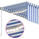 Vidaxl Luifel Met Rolgordijn, Led En Windsensor 4,5x3 M En Wit - Blauw