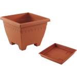 Hega Hogar 1x Stuks Vierkante Plantenbakken Terra Cotta Met Opvangschaal 40 X 40 X 31 Cm - Plantenbakken - Bruin