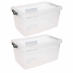 2x Stuks Kunststof Stapelbare Opbergbakken 9 Liter 37 X 24 X 16 Cm - Opbergbox - Blauw