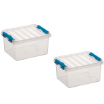 2x Stuks Kunststof Stapelbare Opbergbakken 2 Liter 20 X 15 X 10 Cm - Opbergbox