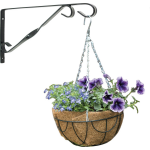 Nature Hanging Basket 30 Cm Met Klassieke Muurhaak Donker En Kokos Inlegvel - Metaal - Hangmand Set - Plantenbakken - Groen