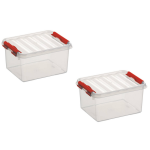 2x Stuks Kunststof Stapelbare Opbergbakken 2 Liter 20 X 15 X 10 Cm - Opbergbox - Rood