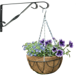 Nature Hanging Basket 30 Cm Met Klassieke Muurhaak Zwart En Kokos Inlegvel - Metaal - Hangmand Set - Plantenbakken - Groen