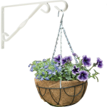 Nature Hanging Basket 30 Cm Met Klassieke Muurhaak Wit En Kokos Inlegvel - Metaal - Hangmand Set - Plantenbakken - Groen