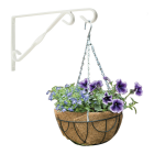 Nature Hanging Basket 25 Cm Met Klassieke Muurhaak Wit En Kokos Inlegvel - Metaal - Complete Hangmand Set - Plantenbakken - Groen