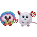 ty - Knuffel - Teeny Puffies - Owel Owl & Christmas Mouse