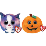 ty - Knuffel - Teeny Puffies - Cleo Husky & Halloween Pumpkin