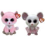 ty - Knuffel - Beanie Buddy - Fiona Pink Cat & Nina Mouse