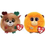 ty - Knuffel - Teeny Puffies - Christmas Reindeer & Coconut Monkey