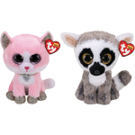 ty - Knuffel - Beanie Buddy - Fiona Pink Cat & Linus Lemur