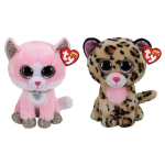 ty - Knuffel - Beanie Buddy - Fiona Pink Cat & Livvie Leopard