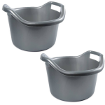 Hega Hogar 2x Emmer Afwasteil Met Handvatten 6 Liter Zilver 29 X 19 Cm Schoonmaakartikelen - Emmers - Silver