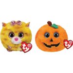 ty - Knuffel - Teeny Puffies - Tabitha Cat & Halloween Pumpkin