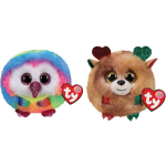 ty - Knuffel - Teeny Puffies - Owel Owl & Christmas Reindeer
