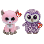 ty - Knuffel - Beanie Buddy - Fiona Pink Cat & Moonlight Owl