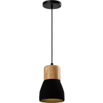 Quvio Hanglamp Langwerpig Beton Met Hout - Quv5144l-black - Zwart