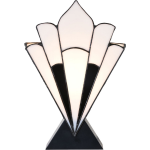 Clayre & Eef Lumilamp Tiffany Tafellamp 21*10*32 Cm Wit Zwart Glas Kunststof Tiffany Bureaulamp Tiffany Lampen Glas In Lood Wit