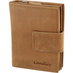 Landley Vintage Dames Rits Portemonnee Met Clip - Rfid Portefeuille - Pull-up Leer - Cognac - Bruin