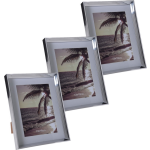 3x Stuks Kunststof Fotolijst Zilver Geschikt Voor Een Foto Van 13 X 18 Cm - Fotolijsten - Silver