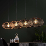 Dimehouse Hanglamp Industrieel Zwart-goud Jill - 4-lichts