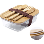 Bamboevezel Lunchbox/broodtrommel Met Bestek 17 X 13 X 7 Cm - Broodtrommels