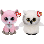 ty - Knuffel - Beanie Buddy - Fiona Pink Cat & Austin Owl