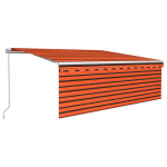 Vidaxl Luifel Handmatig Uittrekbaar Rolgordijn Led 4,5x3m Bruin - Oranje