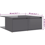 Vidaxl Salontafel 80x80x31 Cm Spaanplaat Hoogglans - Grijs