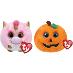 ty - Knuffel - Teeny Puffies - Fantasia Unicorn & Halloween Pumpkin