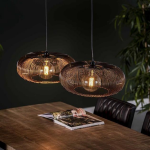 Dimehouse Hanglamp Industrieel Zwart-goud Jill - 2-lichts - Bruin