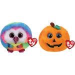 ty - Knuffel - Teeny Puffies - Owel Owl & Halloween Pumpkin