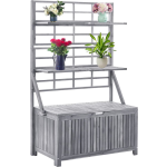 Vidaxl Opbergbox Met Latwerk 99x55x160 Cm Massief Acaciahout - Gris