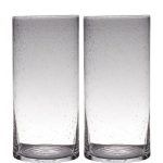 Bellatio Design Set Van 2x Stuks Transparante Home-basics Cylinder Vorm Vaas/vazen Van Bubbel Glas 40 X 19 Cm - Vazen