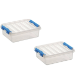 2x Stuks Opbergboxen/opbergdozen 1 Liter Kunststof Transparant/blauw - Opbergbox