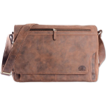 Wild Woods Leren Messenger Schoudertas 15,6 Inch Laptoptas - Unisex - Ronding Uit Flap - Buffelleer - Vintage - Bruin