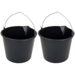 2x Stuks Stevigee Huishoud Emmer 20 Liter Met Tuit - Emmers - Zwart