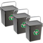 Forte Plastics 3x Stuks Opslagboxen/emmers Kunststof Met Deksel Antraciet 5 Liter 20 X 17 X 23 Cm - Opbergbox - Grijs