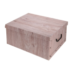 Opbergdoos/opberg Box Van Karton Met Hout Print 37 X 30 X 16 Cm - Opbergbox - Bruin