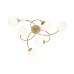 QAZQA Moderne plafondlamp met opaal glas 6-lichts - Athens - Goud