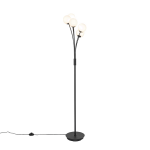 QAZQA Moderne vloerlamp met opaal glas 5-lichts - Athens - Zwart