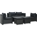 Vidaxl 6-delige Loungeset Met Kussens Poly Rattan - Negro