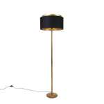 QAZQA Moderne vloerlamp goud met kap met goud - Simplo - Zwart